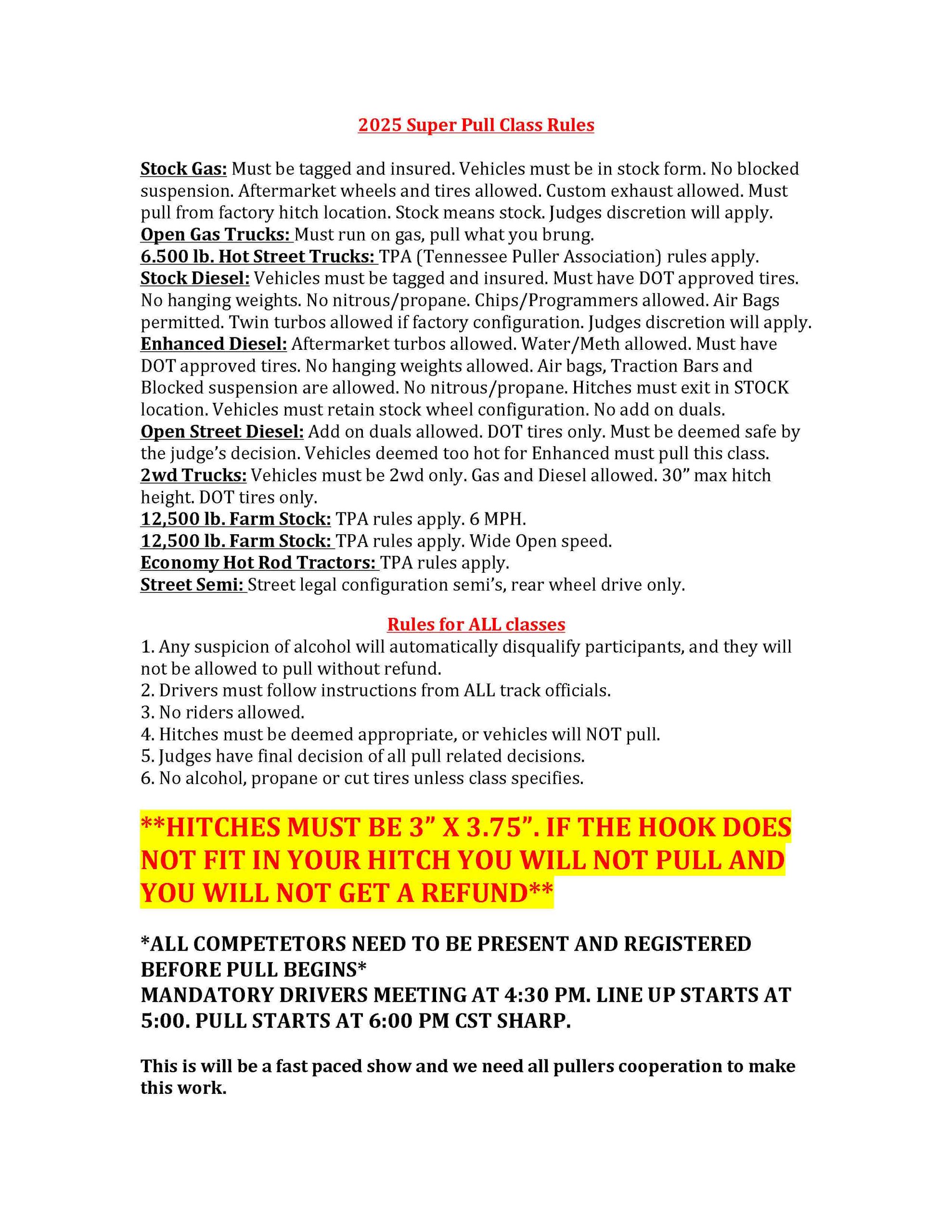 2025 Super Pull Rules